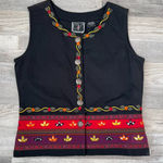Vintage Valencia Black Denim Embroidered Vest Autumn, S Photo 0