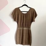 Brown Beaded Babydoll‎ Mini Dress Y2K 2000s Boho Bohemian 2000s Western Sz XS Photo 1