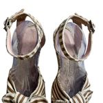 Loeffler Randall - Tessa Bow Canvas Brown Striped Espadrille 4” Wedge Sz 10 Photo 3