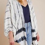 Anthropologie  Vada White Blue Gold Shimmer Cocoon Kimono Women’s One Size Photo 11