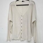 Urban Outfitters Out From Under White Waffle Knit Cardigan Sweater Womens M Raw Edge Boho Fall Photo 0