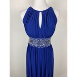 R & M Richards Royal Blue Beaded Halter Maxi Dress Formal Evening Gown Size 6 Photo 10
