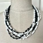 Vintage black and white beaded multi strand long necklace Photo 0