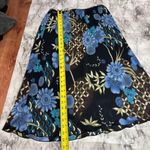American Vintage Y2K 90s floral retro midi skirt stretch pull on size large black blue boho Photo 3