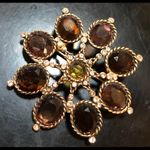 Monet Vtge  Large Rhinestone GoldTone Brooch Photo 3