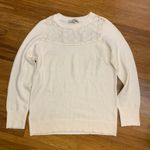 Loft Lace Yoke Sweater Womens Size Medium Ivory Cream Knit Pullover Long Sleeve Photo 0