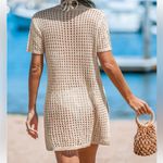 Open Knit Button Front Cover Up Dress Beige Tan Size undefined Photo 1