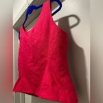 Le Suit VTG 80s Petite Fuchsia Pink Floral Jacquard Sleeveless Crop Top Blouse Photo 8