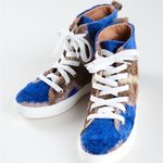 Elysian‎ By Emily Morrison Silk Velvet Cobalt High Tops Shoes 37/6.5 Blue Photo 2