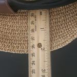 Tan Woven Sun Hat One Size Women's Woven Hat with Black Band Photo 4