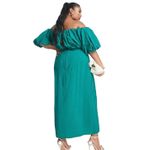 ASOS NWT Design Curve Emerald Green MIDI Dress Off Shoulder Puff Sleeve 18 Green Photo 2