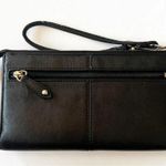 Coach Smooth Black Leather Wristlet Wallet Clutch Card Slots Zip Top Photo 1