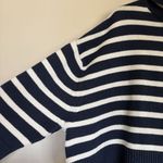 Gap Sweater Women Sz XL Navy White Turtleneck Striped Heavyweight Cotton Slits Photo 3