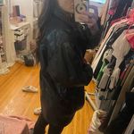 Stratojac Black Biker Oversized Moto Biker Leather Jacket Womens Size Medium Photo 7