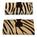 Lot Of 2 Real Handmade Animal Print Fur Leather Loop Closure Wallet/Hand Clutch Photo 1