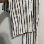 Blue Rain  White and Blue Stripe Smocked Waist Linen Pull On Wide Leg Pants Sz S Photo 4
