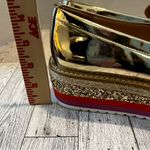 ALDO Gold Metallic Pointed Platform Loafers Size 6M Shiny Glitter Photo 9