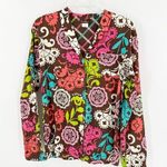 Vera Bradley Brown Floral Cotton Long Sleeve Pocket Button-Up Shirt Size Small Photo 0