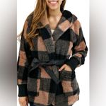 Fleece Tan/Black Buffalo Plaid Wrap Jacket | Buffalo Fleece Plaid Wrap Jacket Black Size XL Photo 7