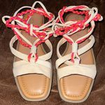 Chelsea and Violet Dahlia Leather Ankle Wrap Lace Up Strappy Sandals Photo 3