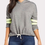 Sundry Anthropologie  Gray Varsity Hooded Sweatshirt Arm Detail Size Medium Photo 0