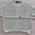 Racer Worldwide Cross Net Sweater Womens Medium Beige Cream Crochet Open Knit Photo 10