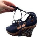 CAbi Isla Navy Suede Leather Wedge Espadrilles Women's Size 7.5 Photo 7