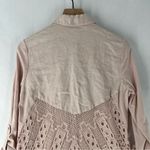 Soft Surroundings  Blush Linen Button Down See Through Lace Back‎ High Low Shirt Photo 8