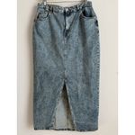 ASOS Women’s Long Denim Skirt Front Split Straight Line Grunge Skate Size 14 Photo 4