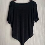 Boohoo  Bodysuit Slinky Black Cap Sleeve Women’s US 24 Photo 4