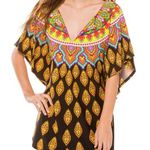 Trina Turk  Moroccan Medallion Swim Beach Tunic Cover Up Kaftan Black Size XS Photo 0