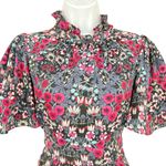Julia Jordan Floral Ruffle Neck Flutter Sleeve Midi Dress Black Multi Size 2 Photo 2