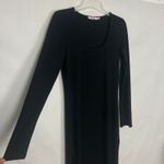 NA-KD  Women's Long Sleeve Side Slit Black Maxi Dress Size Large Photo 7
