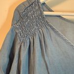 Jane and Delancey Shirt Top 1X Lyocell Denim Light Blue Chambray Short Sleeve Photo 5