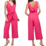 Sam Edelman  New Jumpsuit Wide Leg Crop V-neck Belted Hot Pink Women’s Size 2 Photo 14
