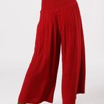 Band Of The Free New Smocked Waist Wide Leg Cropped Pants Red Chevron Size Small Photo 4