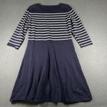 Lauren Ralph Lauren Dress Womens Large Navy White Striped 3/4 Sleeve Boatneck Blue Photo 8