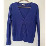 Old Navy  Button Up Cardigan Deep Blue V Neck Cotton M Classic Preppy Academia Photo 7