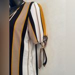 Discreet Women’s medium business blouse. V-neck, black, tan, white,  dark mustard, yellow Photo 3