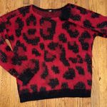Maje  kolette leopard animal print crewneck burgundy mohair blend sweater 1 - S Photo 1