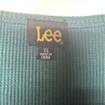 Lee  Women’s XL Teal Long Sleeve Henley Shirt Button Front Photo 6