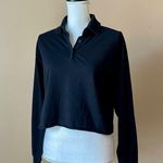 Brandy Melville  | Black Cropped Raw Hem Polo Shirt Sz OS Photo 2