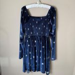 Boxlunch Disney Dress Womens Large Blue Mickey Snowflake Smocked Christmas Photo 1