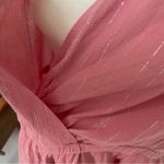 Lane Bryant Top Tunic Faux Wrap Flutter Sleeve Shimmery Metallic Pink Gold Photo 5