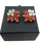 Vintage Rhinestone Floral Coral Lucite Faceted Petal Earrings Old Hollywood Glam Pink Photo 4