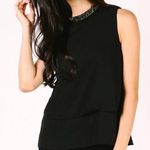 ZARA EUC  Flowy Layered top with Jewel Collar in Black - Size Large Photo 0