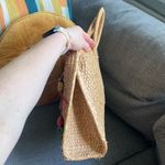 VINTAGE Handmade Straw Wicker Tote Market Basket Floral Woven Multicolor Tiki Brown Photo 6