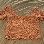 Forever 21 Pink Floral Laced Crop Top with Scalloped Edging Photo 0