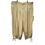 Fe Noel Women Sz 26 Yoke Barrell Leg Balloon Lantern Linen Lagenlook Boho Beige Tan Photo 2