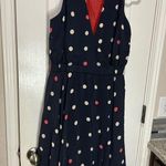 Navy and Pink Polka Dot wrap Midi Dress Blue Size 2 Photo 0